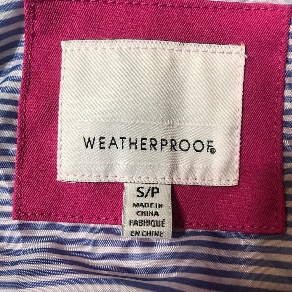 New Bright Pink Double-Breasted Trench Coat w/ Striped Lining – Women’s Small - Picture 12 of 12